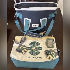 Disney Cruise cooler, tote, and 3 card lanyards
